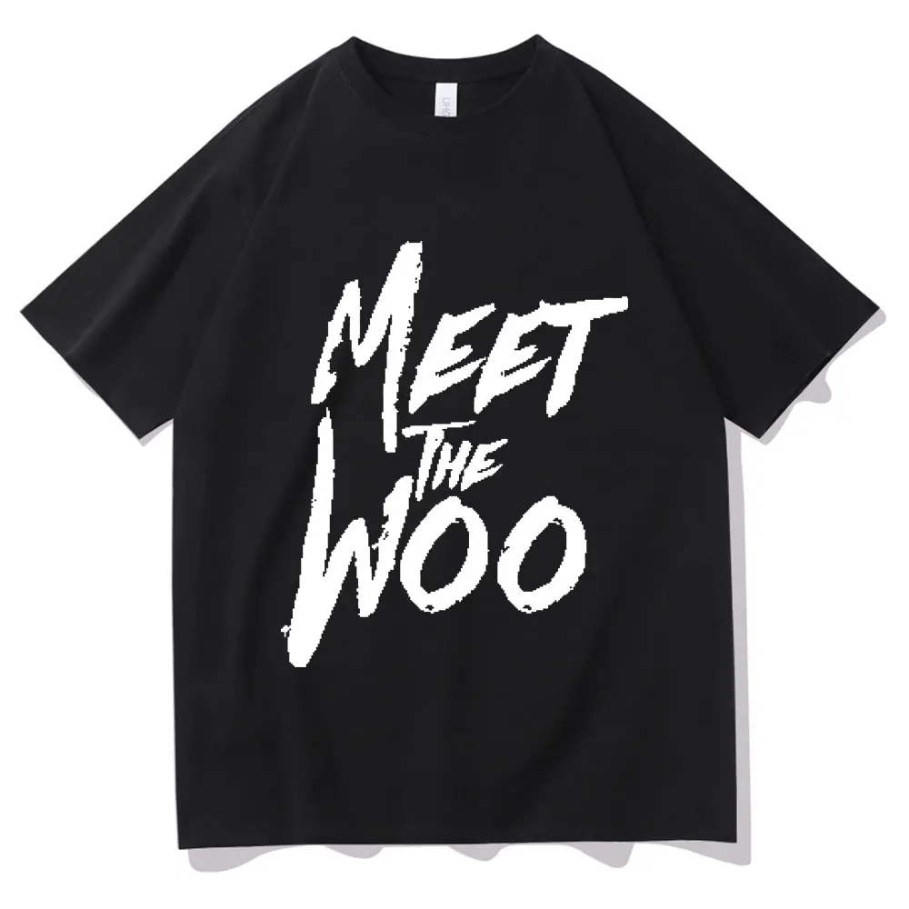 

2021 Casual Street Tee Men Korean Trend New Meet The Woo Pop Smoke Bootleg Oversized Font Print Tshirt T-Shirt