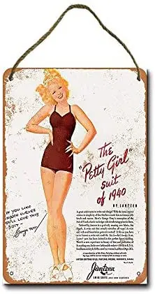 

Metal Sign 8 x 12 inch 1940 Jantzen Petty Girl Swim Suit Wall Decor Hanging Sign