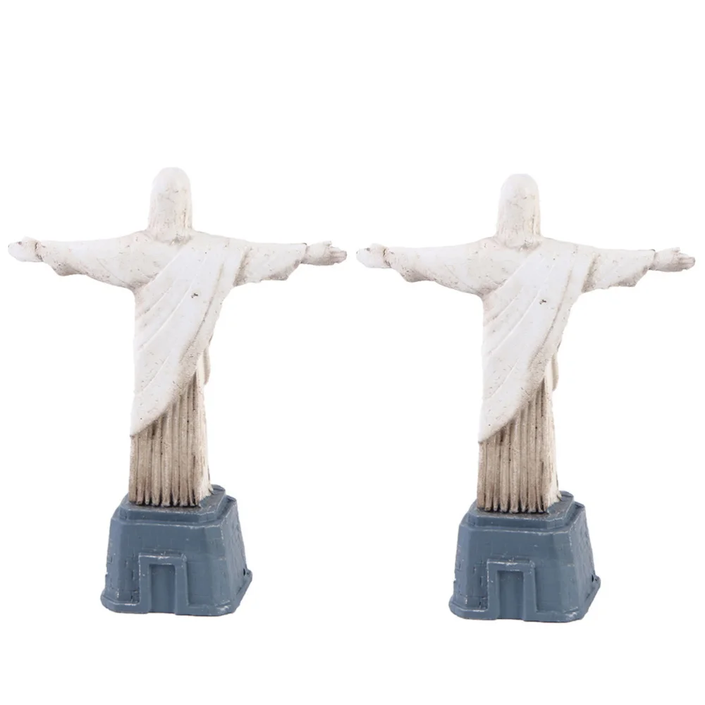 

2pcs Simulation Jesus Model Desktop Resin Ornament Home Photo Prop (White)