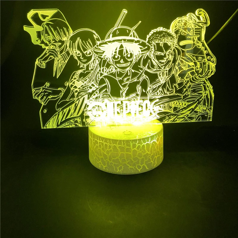 Цельнокроеный ночник Luffy Sanji Zoro Nami 3D светодиодсветодиодный иллюзионная