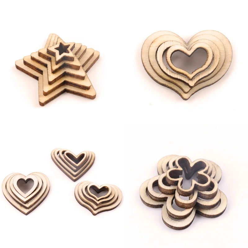 Полый цветок из натурального дерева звездочки сердечки деревянные изделия