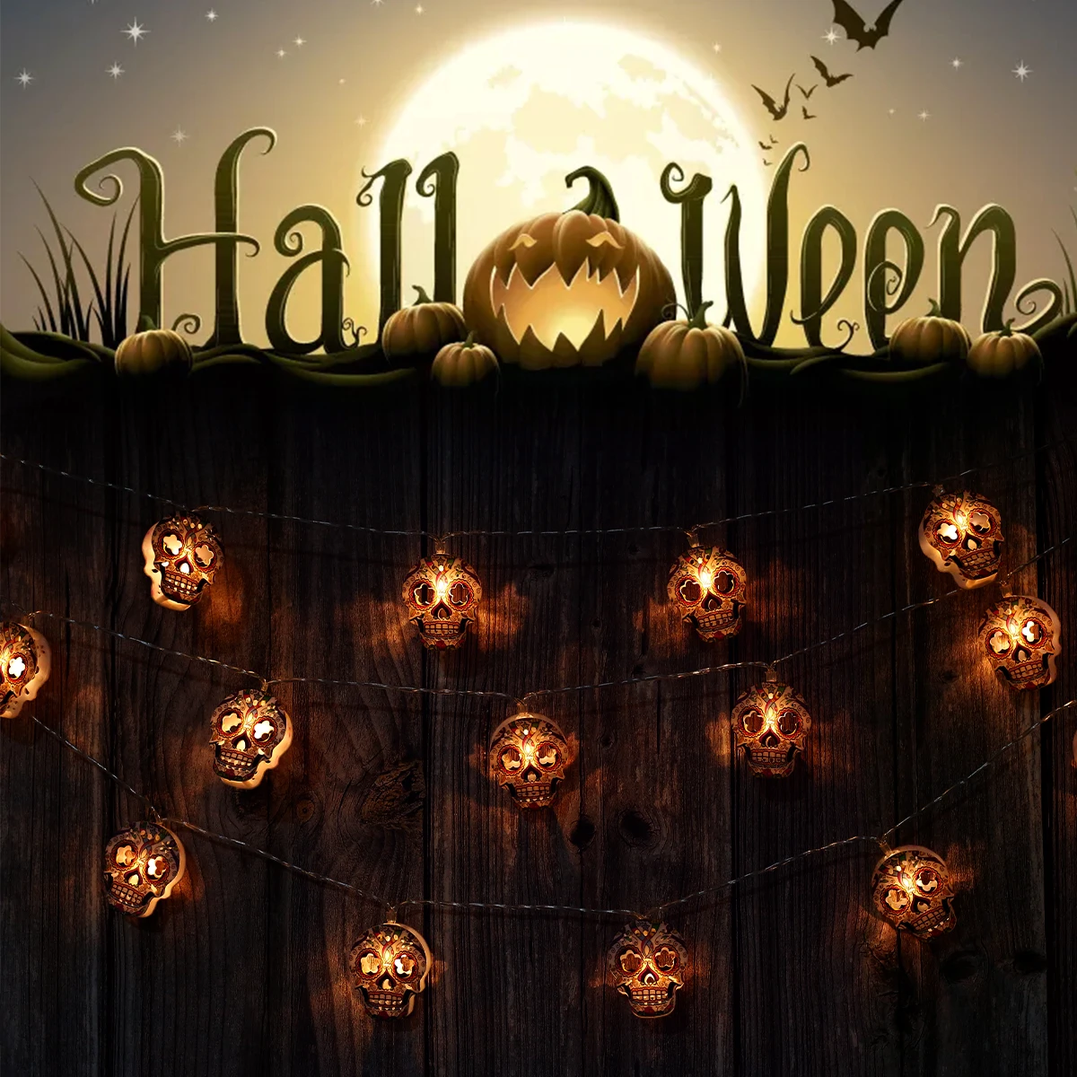 

Skeleton String Light 30LED Halloween Decor IP65 Waterproof Fairy Lights Battery Powered String Light For Home Party Supplies