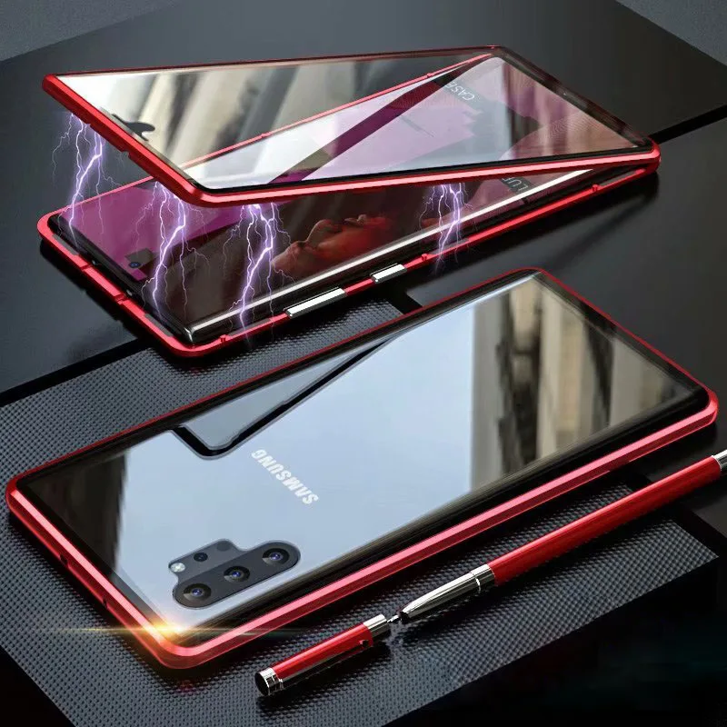 Red Чехол для samsung Galaxy Note 10 Plus, магнитный чехол для samsung. S 8.S 9.S 10. Plus, чехол для samsung Note8 Note9, чехол s - Цвет: Red