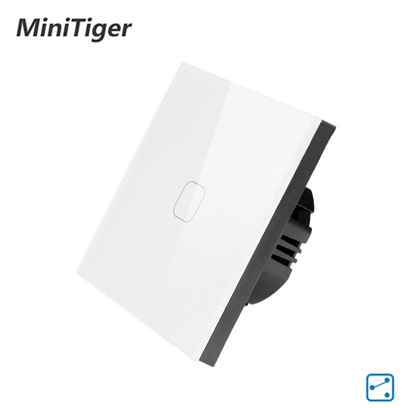 Minitiger EU Standard Wall Ligth Touch Switch 1 Gang 2 Way Control Screen Crystal Glass Panel 220-250V 2pcs/pack | Строительство и