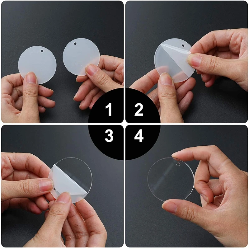 Акриловые заготовки для ключей с кольцом комплект из 1 набора круглые прозрачные