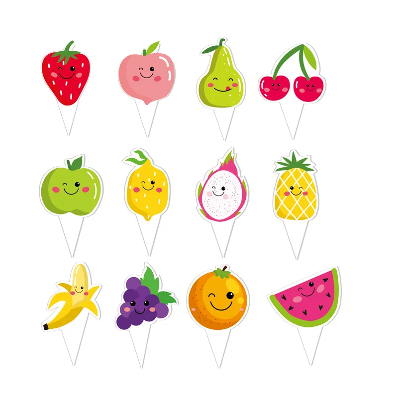 Tutti Frutti кекс топперы Арбуз Лимон торт выпечки украшения для луу Гавайи День