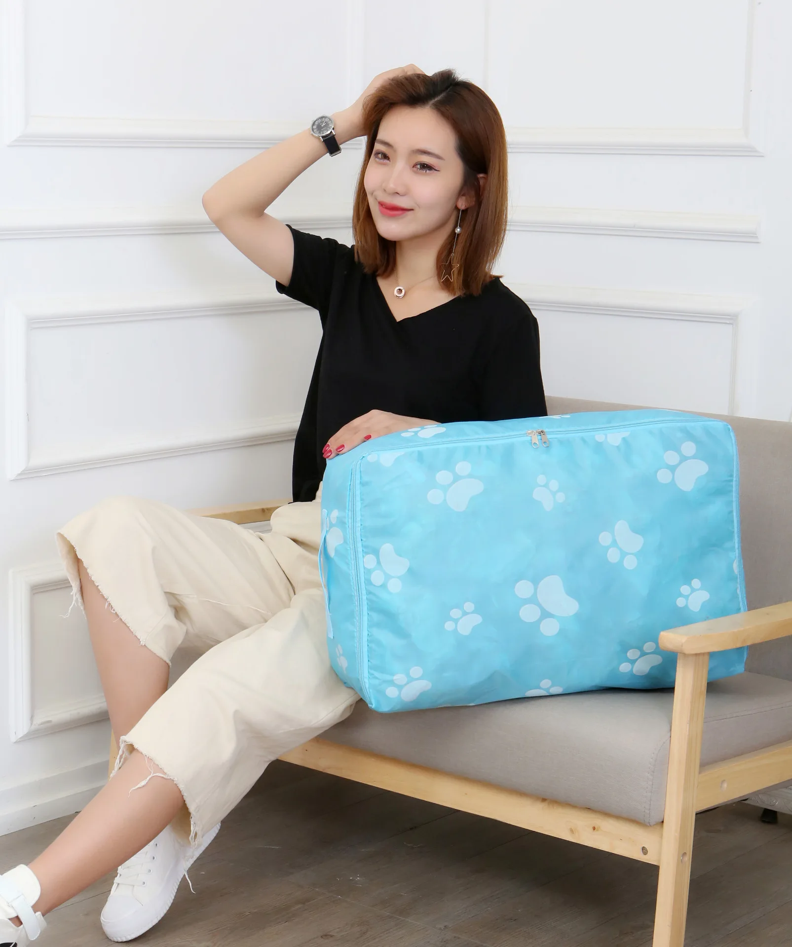 Модные товары для дома с принтом хлопковая стеганая сумка хранения одежды пыли