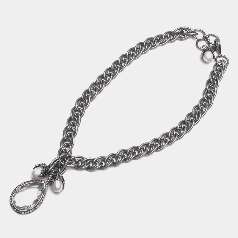 Подвеска в виде капли воды, винтажное жемчужное ожерелье - Окраска металла: silver