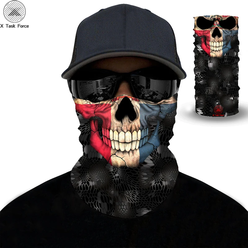 

3D print A colored skull Magic scarf Multifunctional Bandana Neck Warmer Women Men Fishing Bicycle Cycling Headband Balaclava