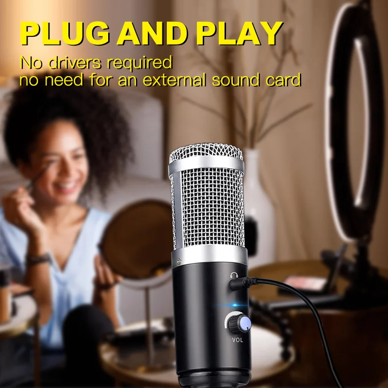 Комплект конденсаторного микрофона USB микрофон для записи ноутбука ПК YouTube видео