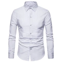 lapel vogue men shirts vertical fringes pure color men shirt self cultivation youth cotton shirt cardigan cuff three buttons