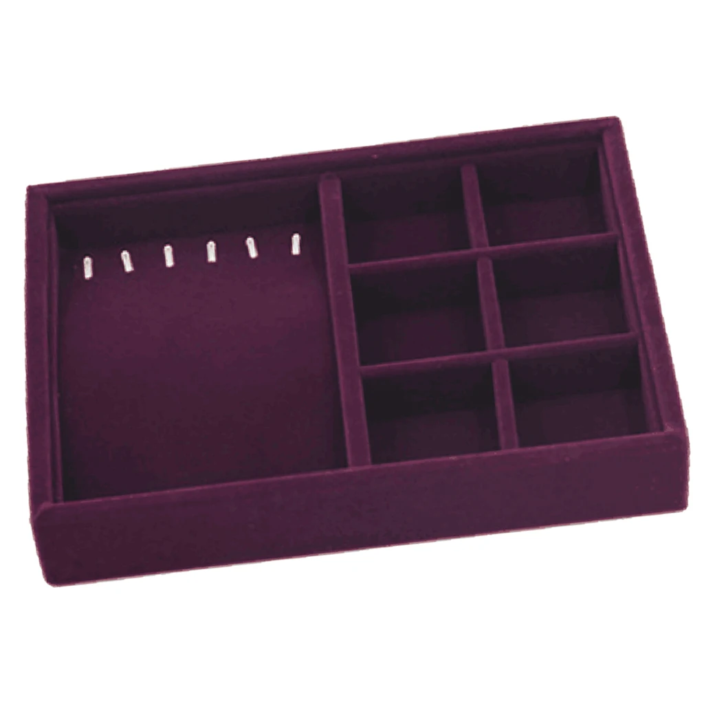 2 Pieces Velvet Bracelet Display Tray Earring Diamond Jewelry Case Organizer