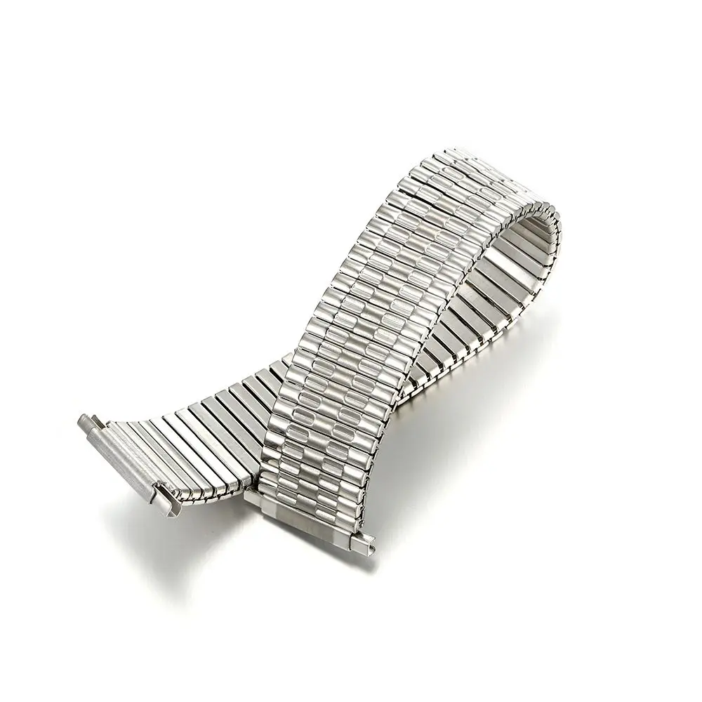 Stainless Steel Stretch Metal Replacement Expansion Watch Band with Self-Adjusting Straight End Comfortable Stretch Watch Band