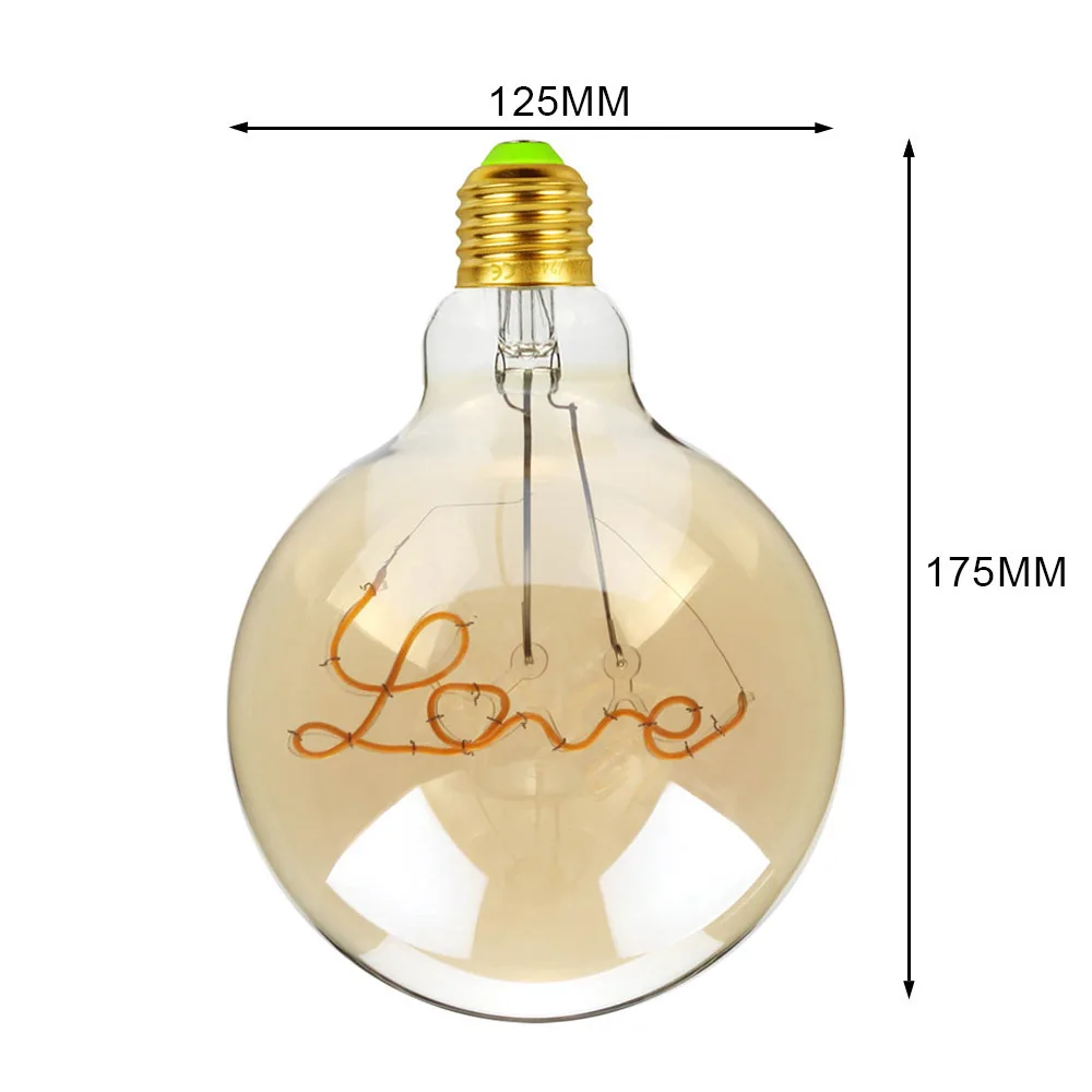 

Led Edison Light Bulb Filament LOVE G125 Retro Incandescent Vintage Glass Bulb Lava Lamp for New Year Party Home Decoration