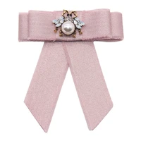 ribbon bowknot bows brooch crystal bee cravat bowtie neck ties pins and brooches fashion collar pin gifts for women accessories