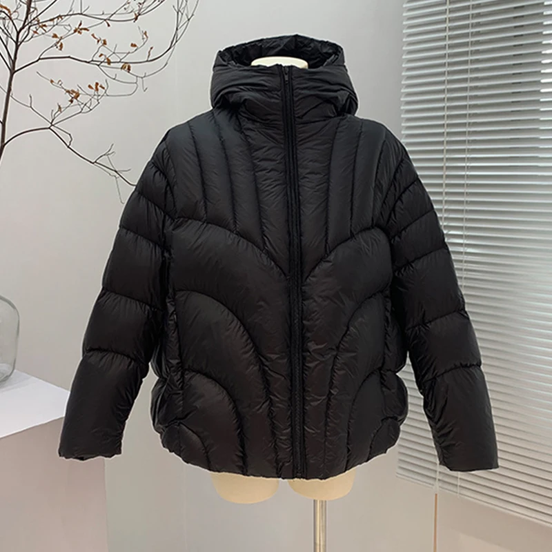 Fitaylor зимний теплый светильник с капюшоном короткая куртка перьями Женская на