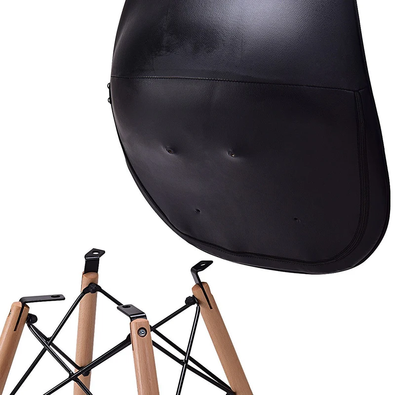 

Set of 2 Armless Ergonomic Design Soft PU Leather Dining Chairs Solid Beech Wooden Legs Contemporary Retro Dining Chairs Set