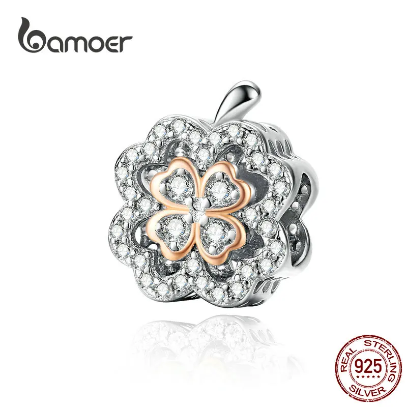 Подлинное серебро 925 пробы золотой цвет удача четыре листа клевер подвески