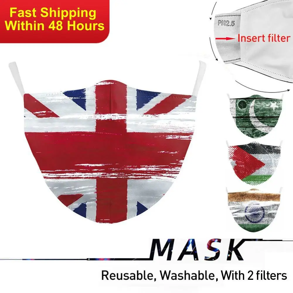 

Zawaland Colorful Adult Mask Cover UK Country Flag Print Face Masks Reusable Proof Pollution Mouth Masks Washable Fabric