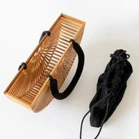 ins summer womens bag 2021 new bohemia bamboo woven bag straw woven bag hollow beach bag handbag bamboo basket bag shoulder bag