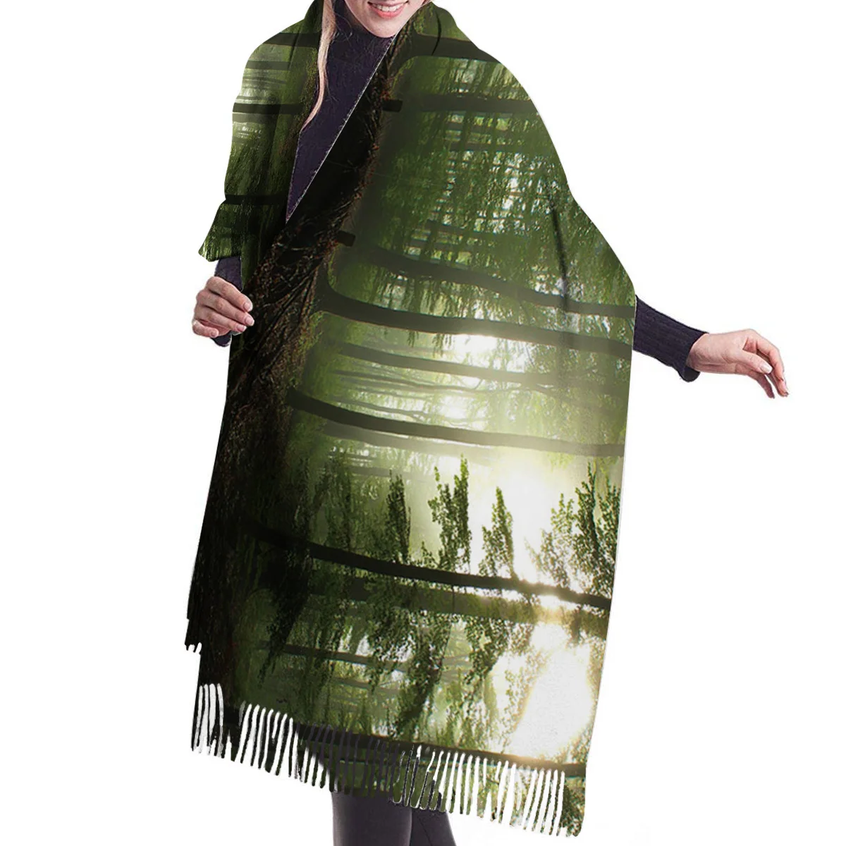 Утренний светильник лес на заказ одеяло кашемировая шаль и шарф зимний - купить