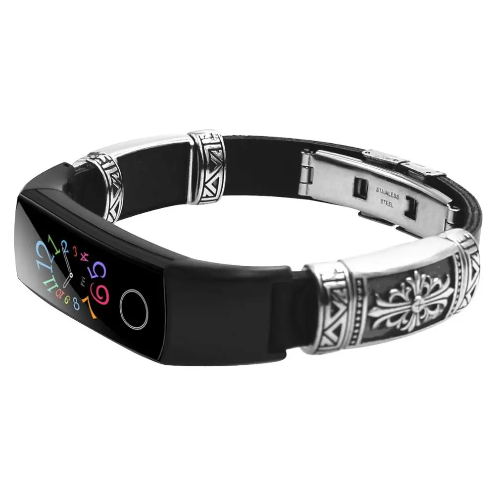 Кожаный и металлический ремешок для Honor Band 5 4 сменные браслеты Huawei 4/5 модные