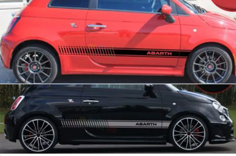 

Automobile 2pcs Car Styling Abarth Side Skirt Sticker Racing Stripe Body Stickers for FIAT 500 Dd9390
