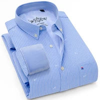 mens fashion warm shirt plus velvet thickening with chest pocket design s 4xl winter long sleeved slim mens button shirt