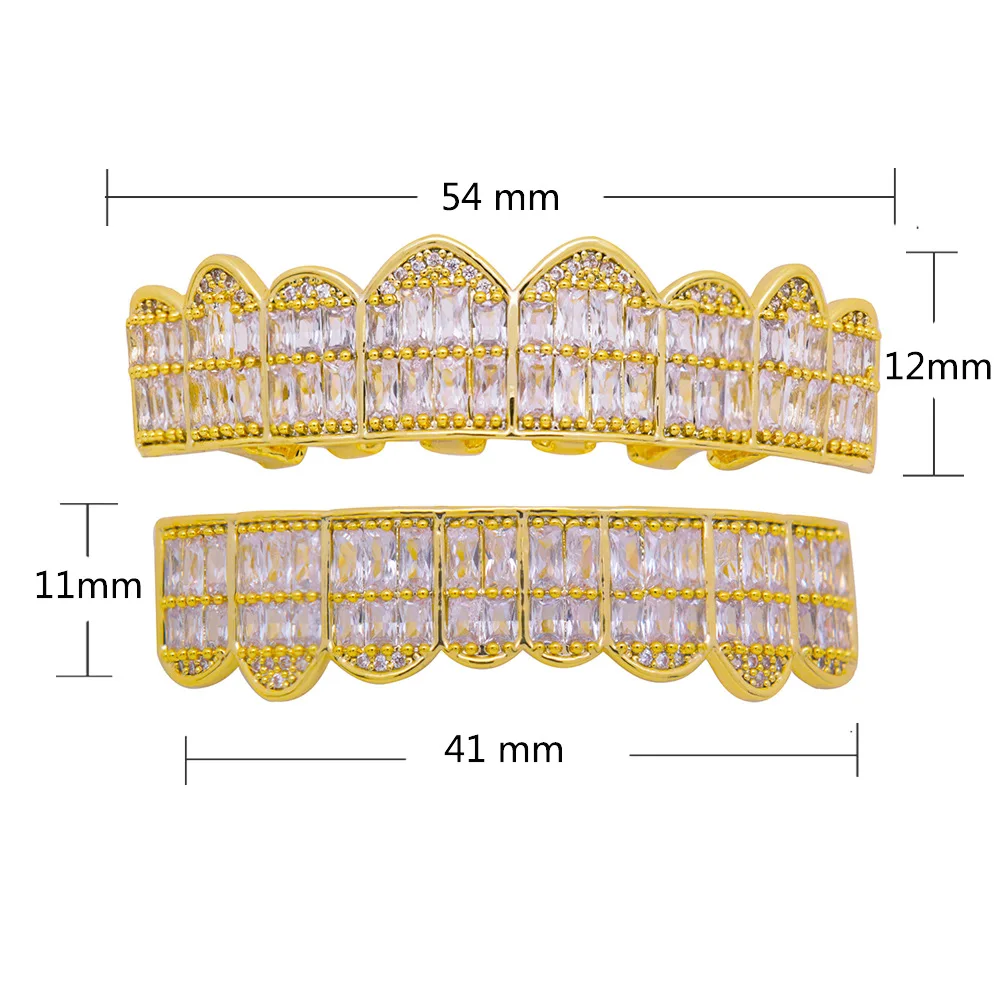 Хип хоп зубные грили со льдом ААА Циркон Клык Рот зубы Grillz шапки набор для мужчин