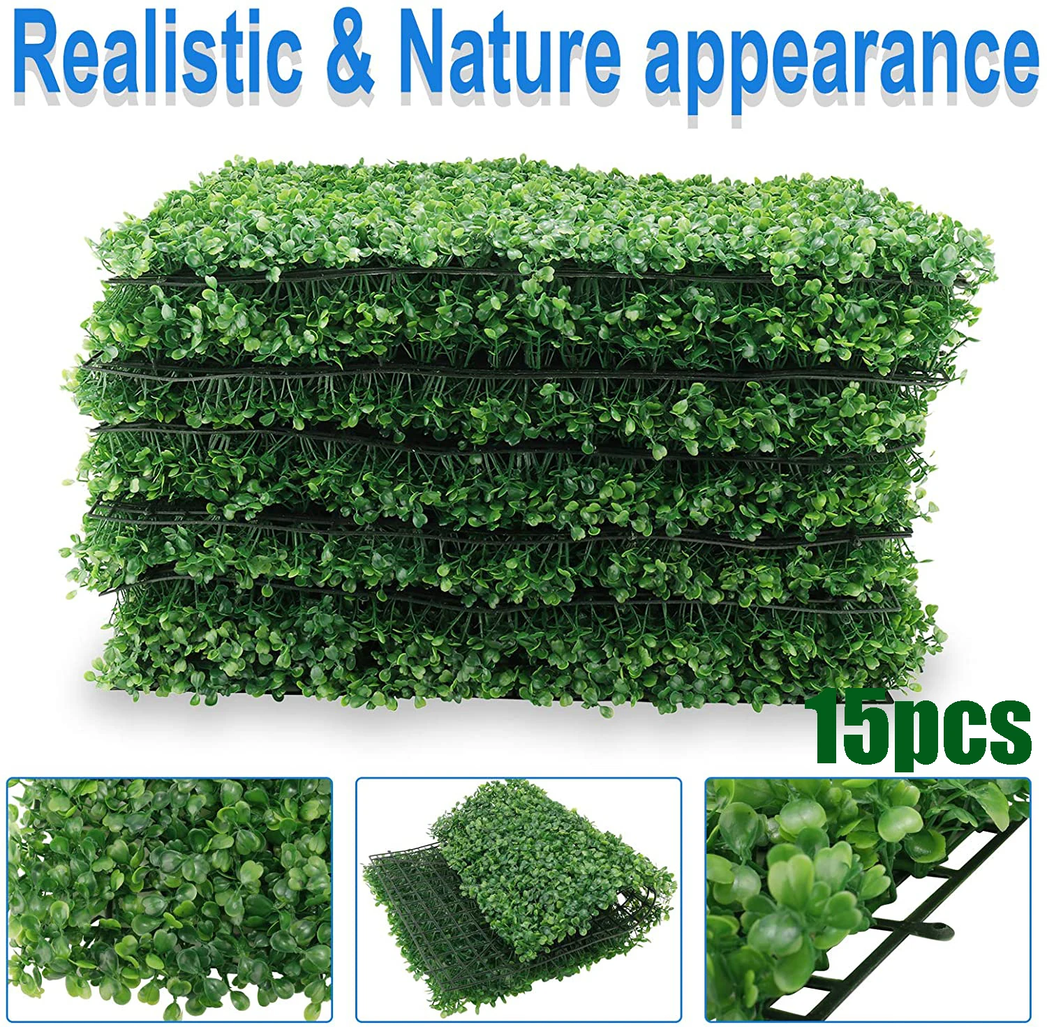 Artificial Greenery Boxwood, Privacy Fence Screen Faux Plant, UV Resistant Topiary Hedge,for Outdoor Indoor Use as Wall Backdrop