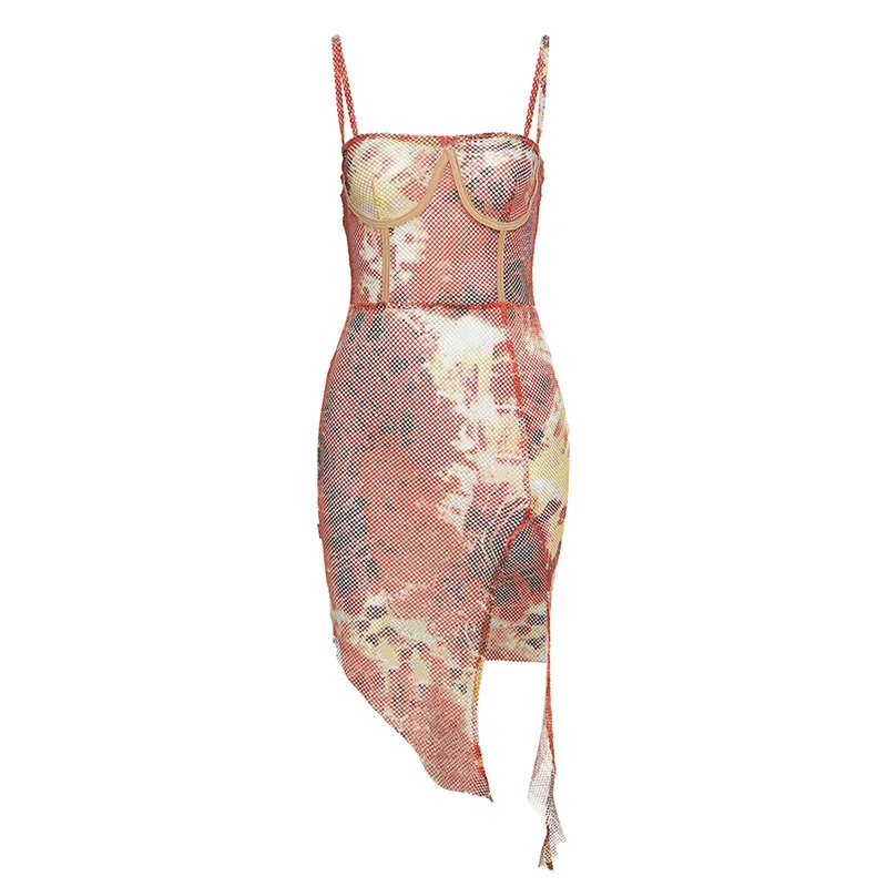 

Women Dress 2021 European and American Summer Women's Dress Strapless Spaghetti Strap Fashion Sexy Slim Print Dress Donsignet