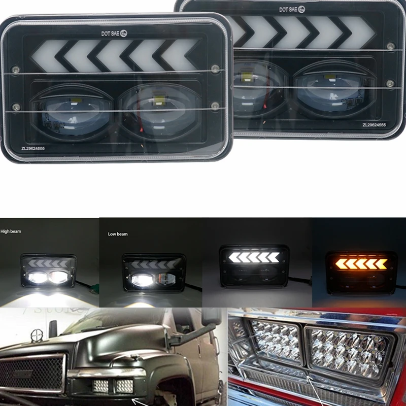 4 шт х 4X6 &quotсветодиодный лампы для передних фар грузового автомобиля daf H4 H13 120/132 T400