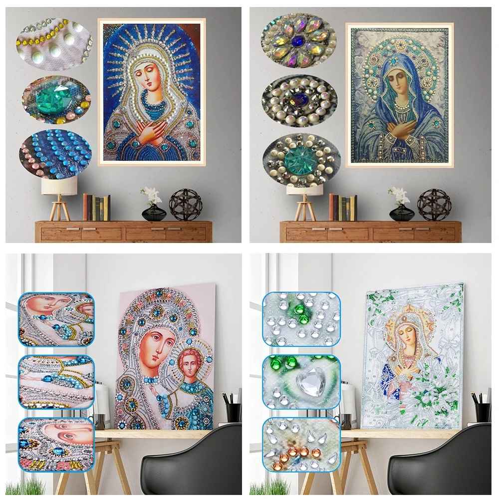 5D DIY Diamond Painting Cross Stitch Religion Icon Leader Diamond Mosaic Religious Women Diamond Embroidery Rhinestone Decor