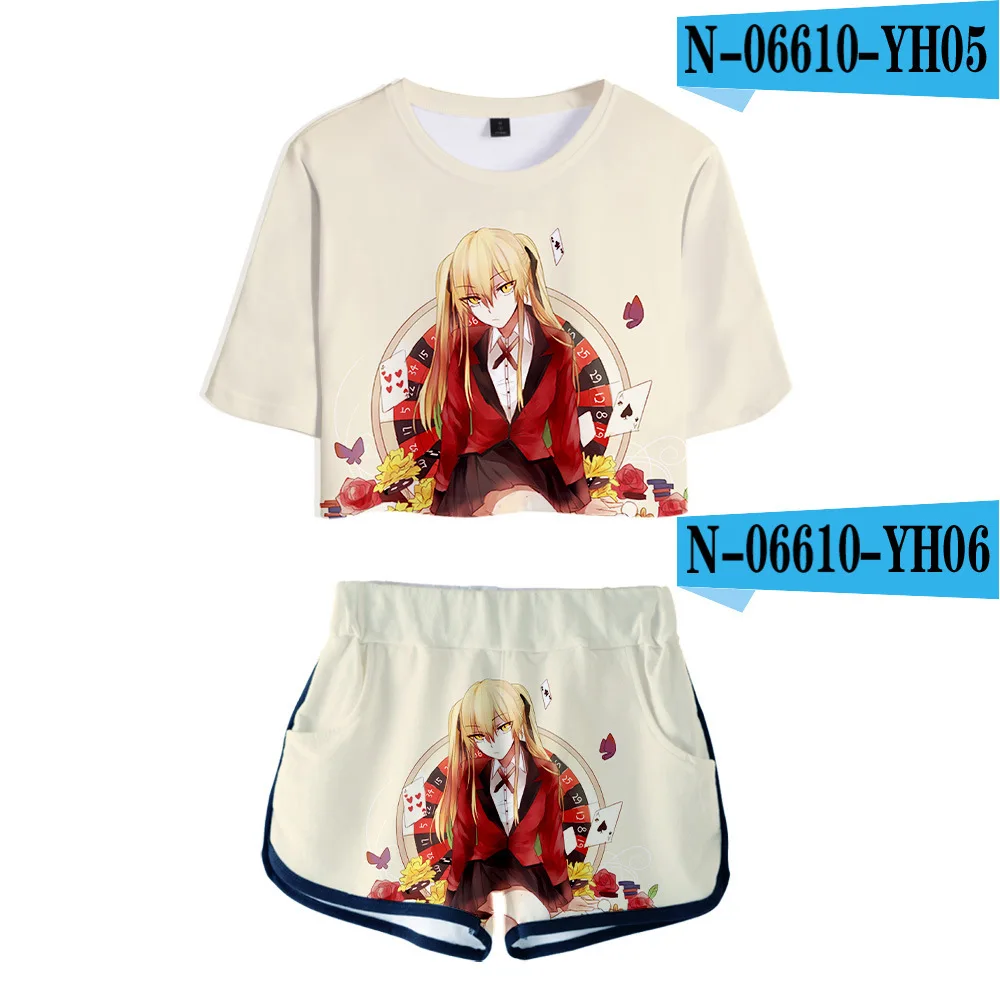 

Футболка и шорты для косплея Yomoduki Runa из аниме, костюмы для девушек, костюм кэкегуруи, летние футболки с коротким рукавом, женская спортивная ...