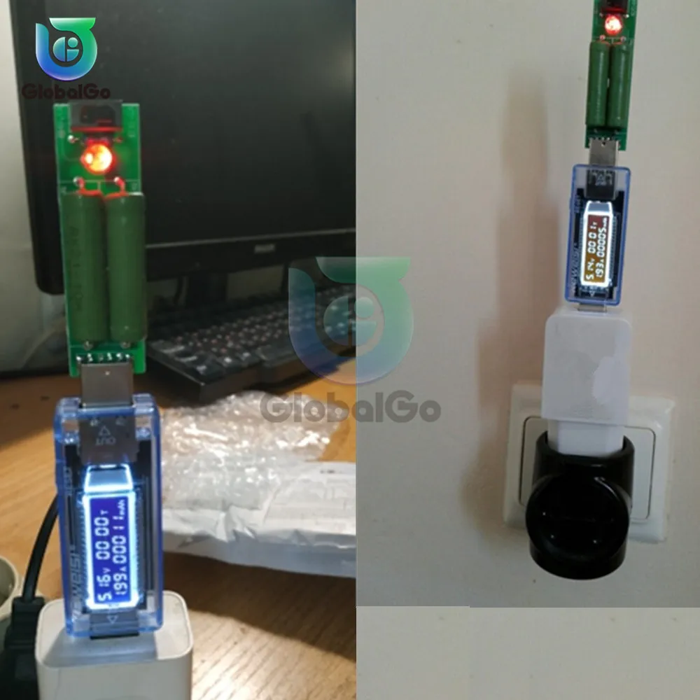 Миниатюрный разрядный USB-резистор с выключателем 1A 2A светодиодный индикатор