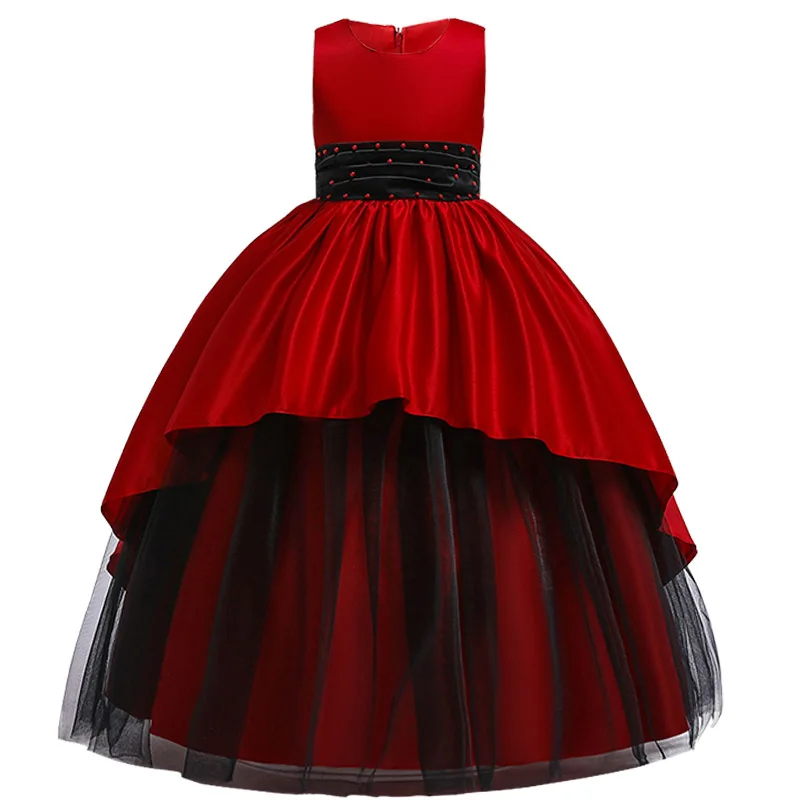 Dark red Ladies dress flower girl dress children wedding party kids clothes first communion princess ball gown vestido comunion - Цвет: Dark red