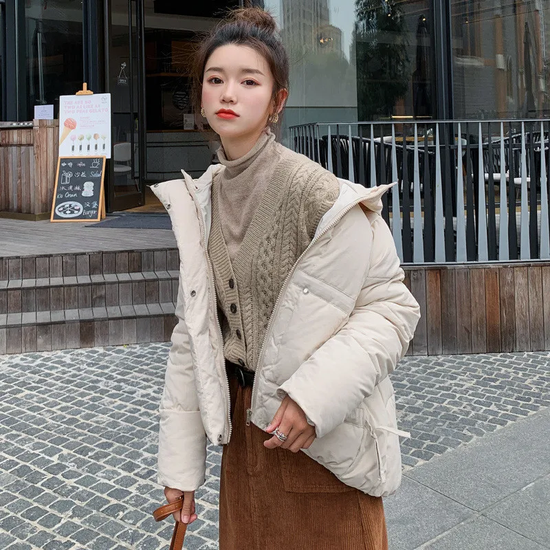 2019 зимняя теплая Студенческая пуховая хлопковая куртка женская короткая