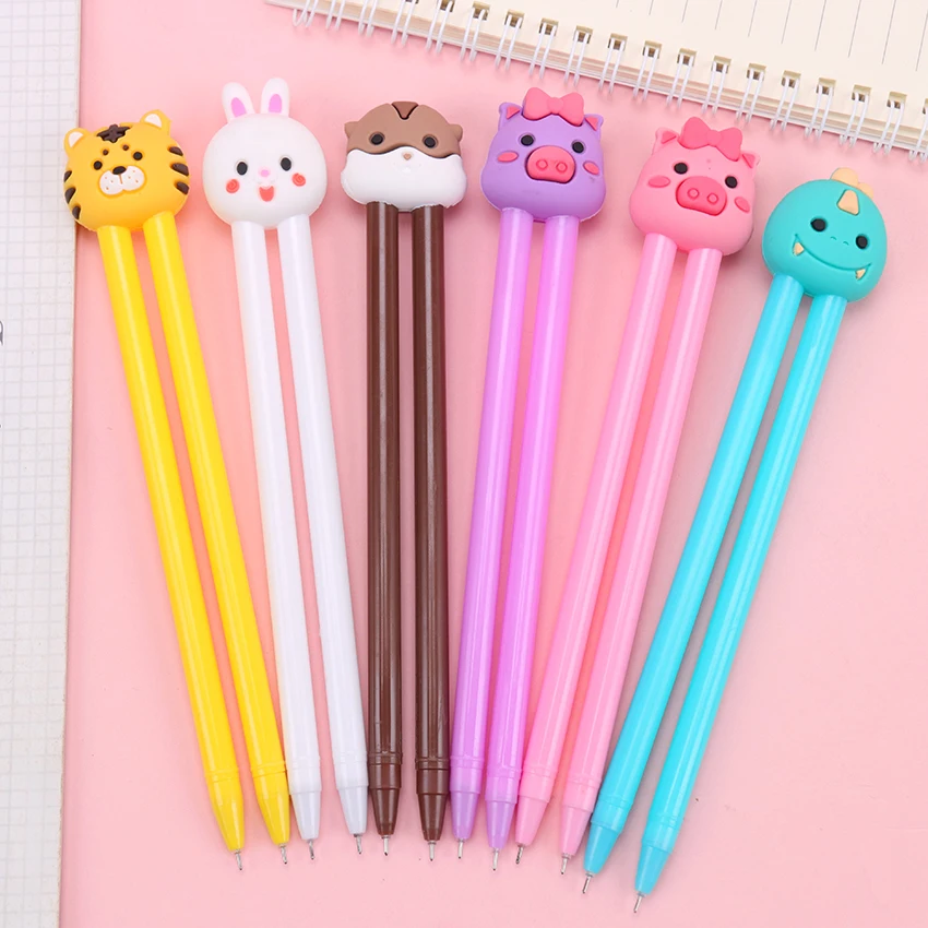 2 шт./пара ленивый штраф ручка 0,5 мм, принт с героями мультфильмов Kawaii, Животные записи пара гелевая ручка школы и офиса письменные принадлежности Канцтовары для студентов
