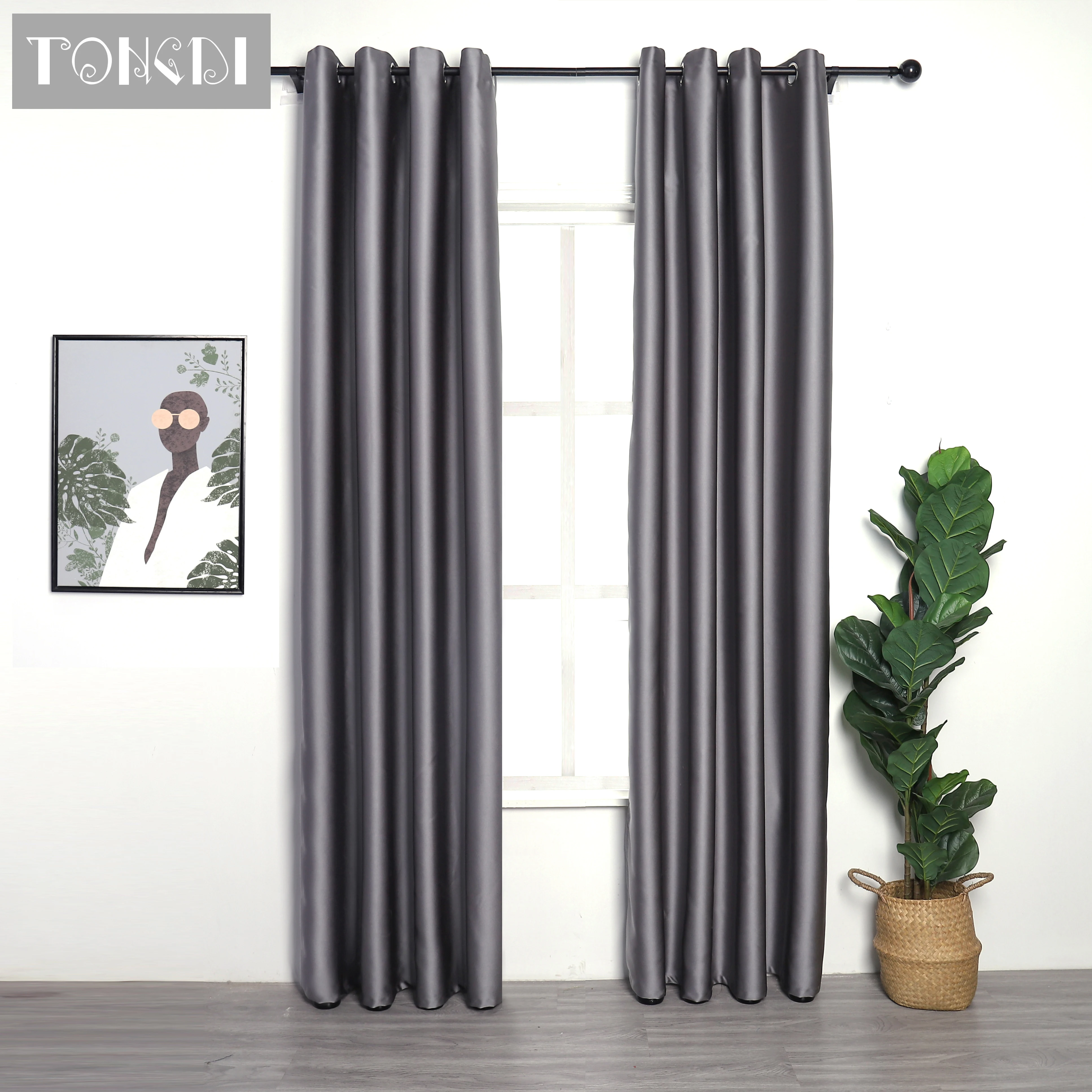 TONGDI затемненные шторы Современные Блестящие высококачественные однотонные