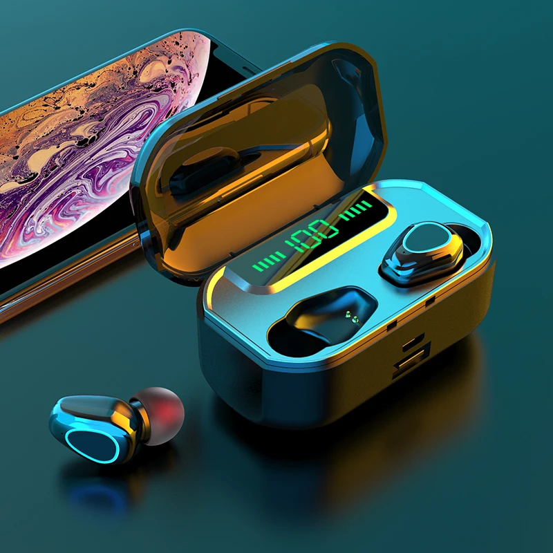 

Upgraded Version 9D HI-FI Waterproof Earbuds Bluetooth 5.0 Wireless Earphones with 3500mah LED Power charging box