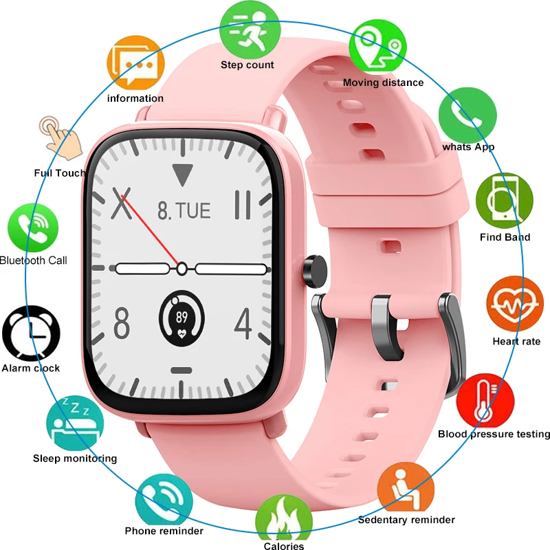 

1.69 Inch Smart Watch Men Women Full Touch Fitness Tracker Heart Rate Monitor Band Waterproof Smartwatch For Huawei Xiaomi Phone