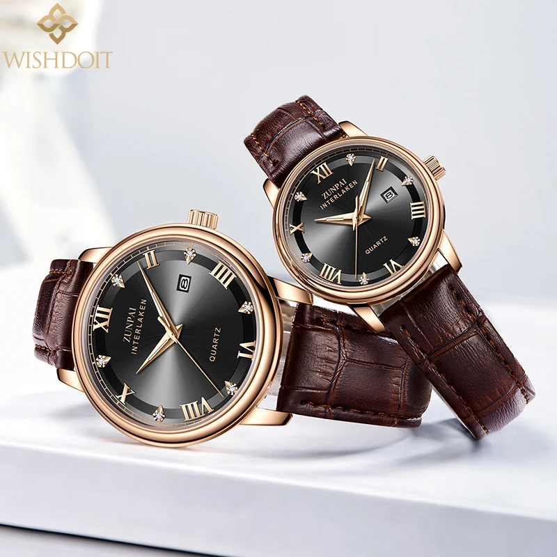 Часы WISHDOIT Мужские Наручные с хронографом водонепроницаемые кожаным ремешком |