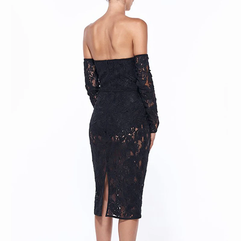 Женское кружевное платье Gosexy черное Бандажное Платье До Колена с открытыми