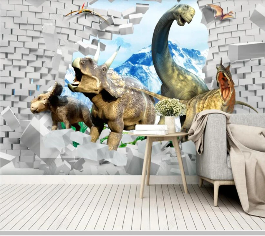 

Papel de parede Dinosaur World Cartoon 3D kids' wallpaper mural,living room tv wall children's bedroom wall papers home decor