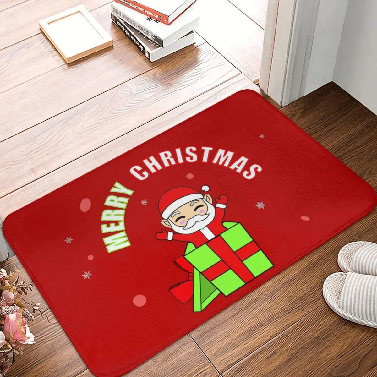 

Милый Рождественский дверной коврик с Санта-Клаусом, добро пожаловать в ванную комнату, кухню, напольный коврик, дверной коврик, новогодний ...