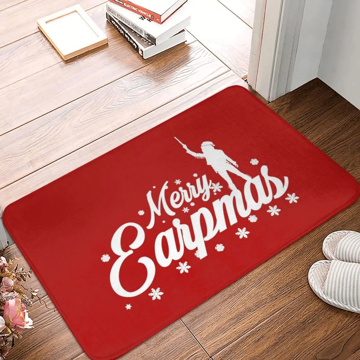 

Рождественский коврик с надписью Merry Earpmas - Wynonna Earp, коврик, нескользящий коврик из полиэстера для входа, кухни, спальни, балкона, туалета