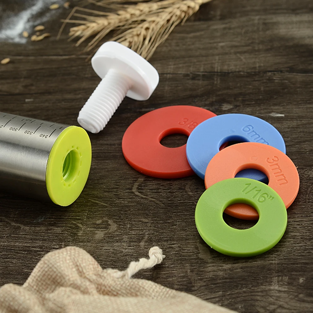 Регулируемая скалка для теста из нержавеющей стали с 4 съемными регулируемыми