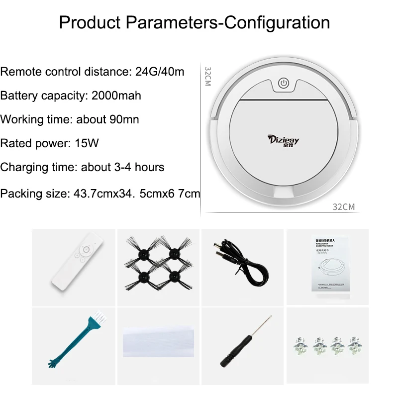 

2800Pa Robot Vacuum Cleaner With Water Tank With Remote Control To Automatically Drag In Three-in-one Smart Vacuum Cleaner