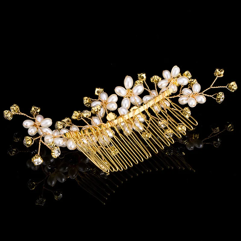 Новое поступление 2019 года: жемчужные гребни Coroa для невесты аксессуары свадьбы