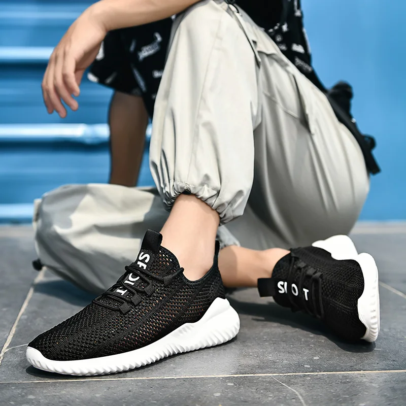 

Scarpe Uomo Mesh Men Shoes Breathable Lace Up Lightweight Non-Slip Quick-Dry Sneakers Men Taille 46